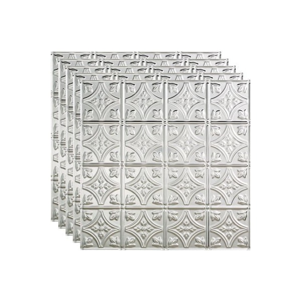 Acoustic Ceiling Products Fasade Traditional Syle # 1 - 23-3/4" x 23-3/4" PVC Lay In Tile in Brushed Aluminum - PL5008 - main